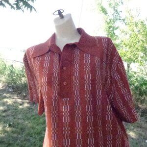 NOS Vintage 60s 70s Rust Knit Knitmaster Pullover Mid Century Shirt MCM